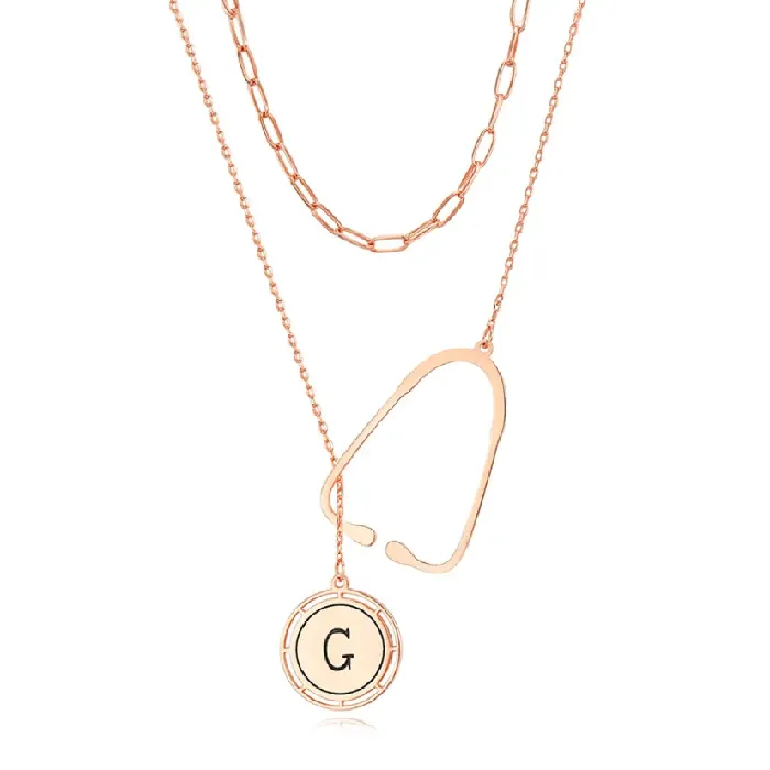 Layered Personalized Stethoscope Necklace with Custom Initial Charm Perfect Gift for Doctors Nurses and Medical Professionals Belbren Necklaces