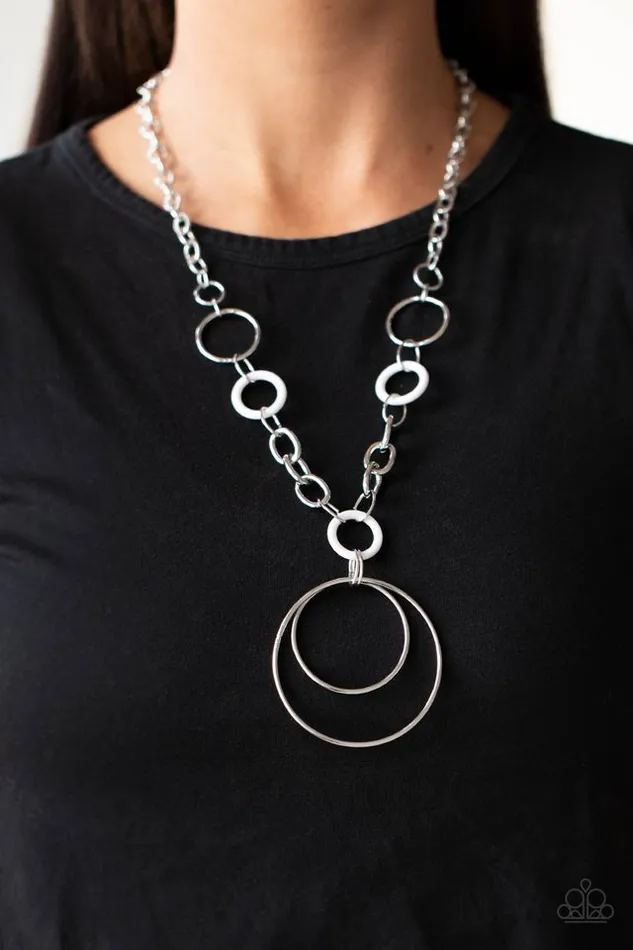 Paparazzi Necklace HOOP du Jour White Paparazzi Jewelry Necklaces