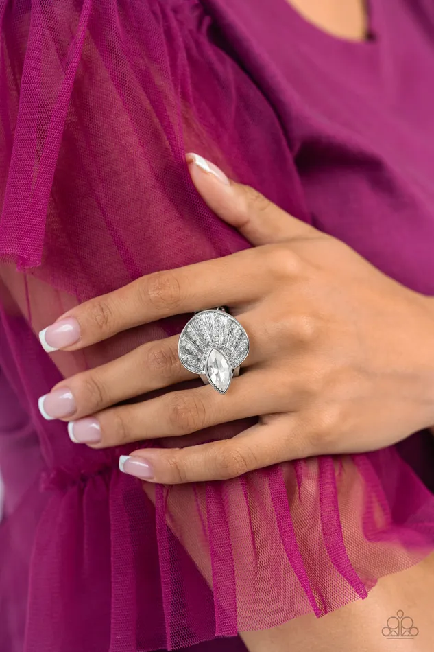 Paparazzi Ring Fan Dance Dazzle White Paparazzi Jewelry Rings