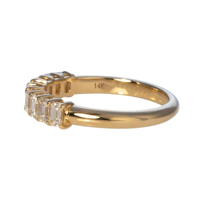 Rings Croghans 99ctw EmeraldCut Diamond Halfway 14K Yellow Gold Band