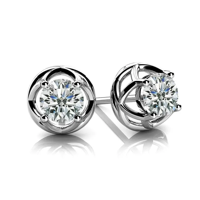 Earrings GB Criss Cross Solitaire Earring 2 Ct Sparkling Round Natural Earth Mined Diamond White Gold