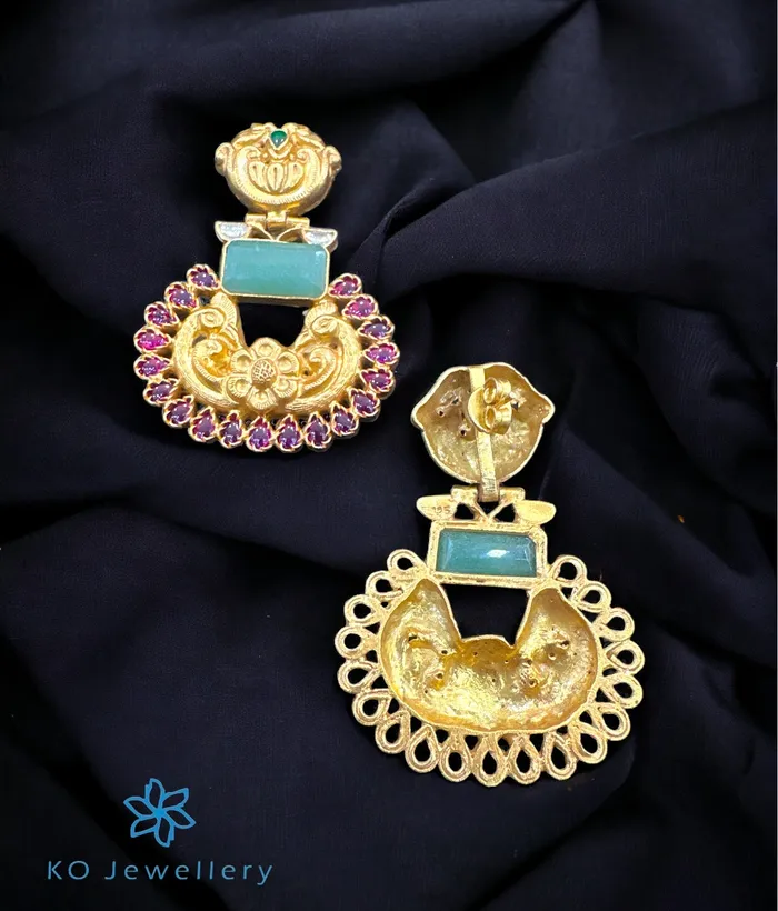 Earrings Kundan The Silver Peacock Kundan Earrings