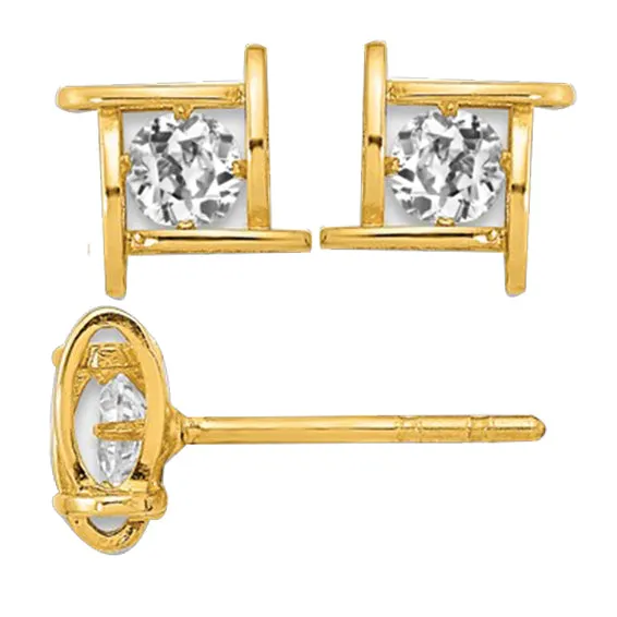 Earrings Square Shape Mined Diamond Stud Earrings Yellow Gold Old Cut 2 Ct HarryChadEntcom