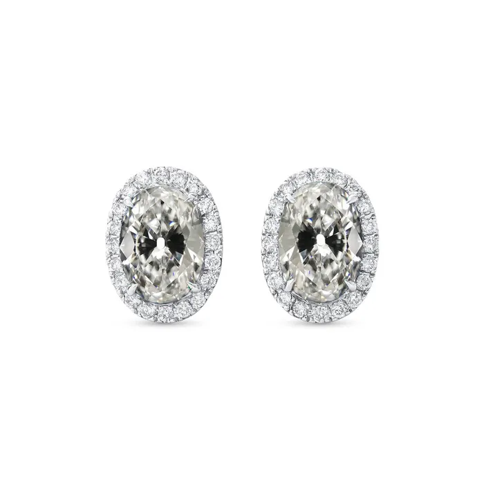 HarryChadEntcom Earrings Gold Natural Diamond Stud Earrings Halo Oval Old Miner 650 Carats