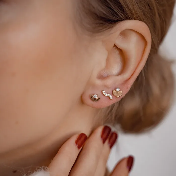 Hey Happiness Earrings Solstice Stud Earrings 14K Gold