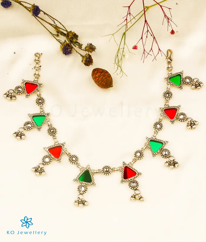 JP Nagar Necklaces The Mahira Silver Glass Necklace