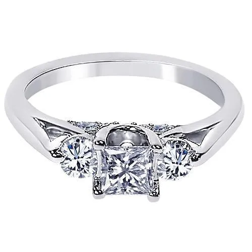 Rings 135 Carats Natural Earth Mined Diamond 3 Stone Style Engagement Ring White Gold 14K GB