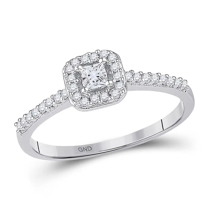 Rings GND GND 10kt White Gold Princess Diamond Solitaire Bridal Wedding Ring 14 Cttw