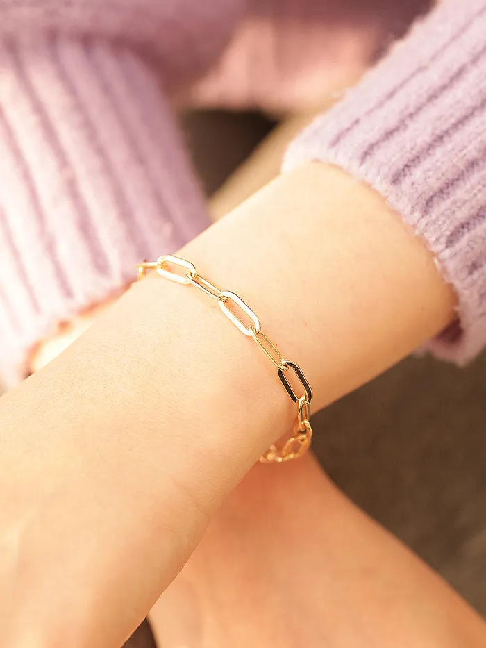 14K Gold Daily Clip Hollow Chain Bracelet M MinimalBijoux Bracelets