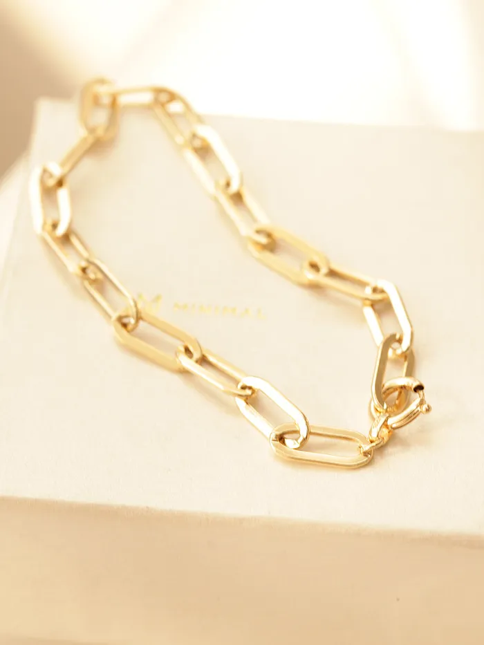 14K Gold Daily Clip Hollow Chain Bracelet M MinimalBijoux Bracelets