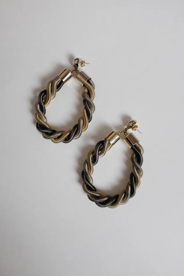 collectionno2 Earrings BOLD SILVER GOLD LOOP VINTAGE EARRINGS