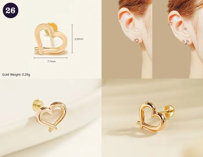MinimalBijoux 14K Gold Wishes Internally Threaded Labret Piercing 20G PreStyled Sets