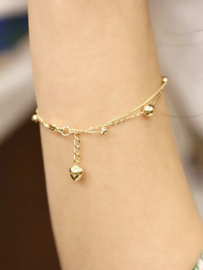 MinimalBijoux Bracelets 14K Gold 2 Line Ball Bracelet