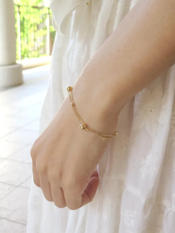 MinimalBijoux Bracelets 14K Gold 2 Line Ball Bracelet