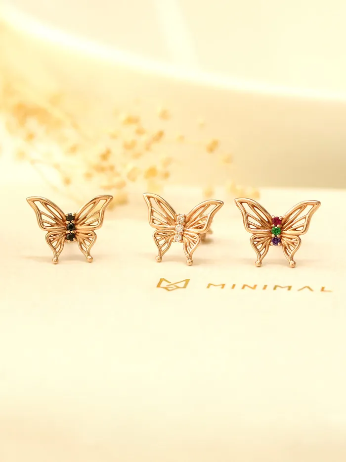 MinimalBijoux Earrings 14K Gold Butterfly Point Cubic Cartilage Earring 18G16G