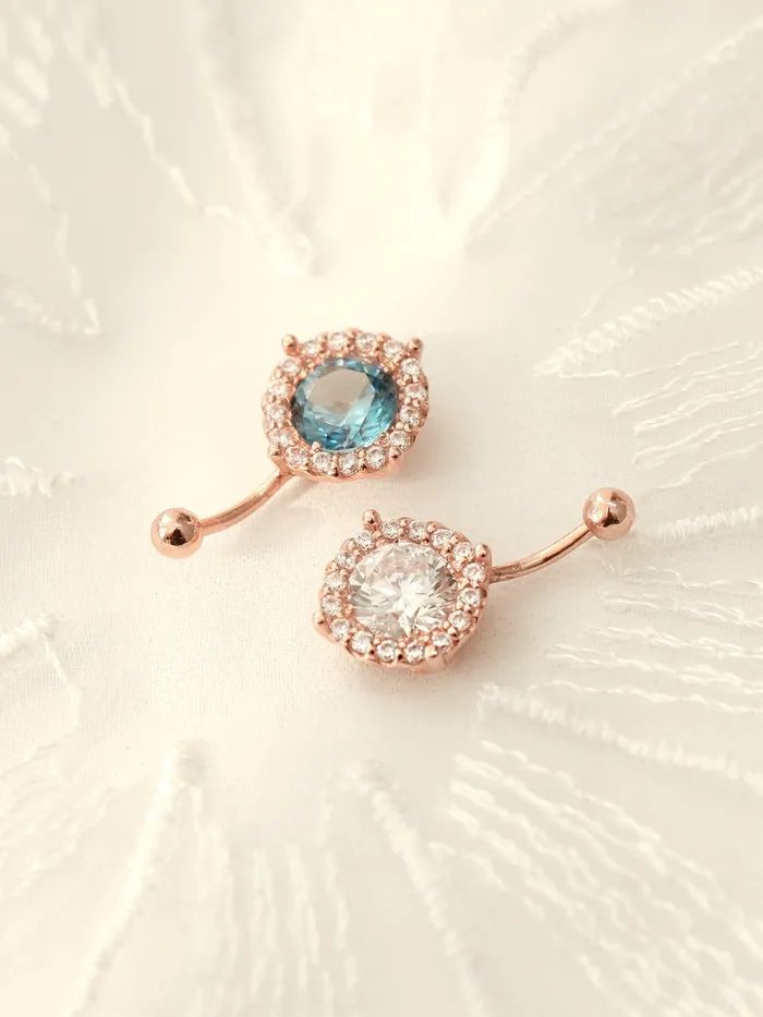 MinimalBijoux Earrings 14K Gold Crystal Ear Jacket belly button 18G16G