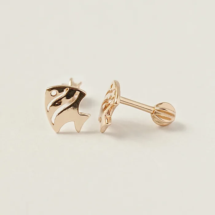 MinimalBijoux Earrings 14K Gold Tropical Fish Cartilage Earring 18G16G