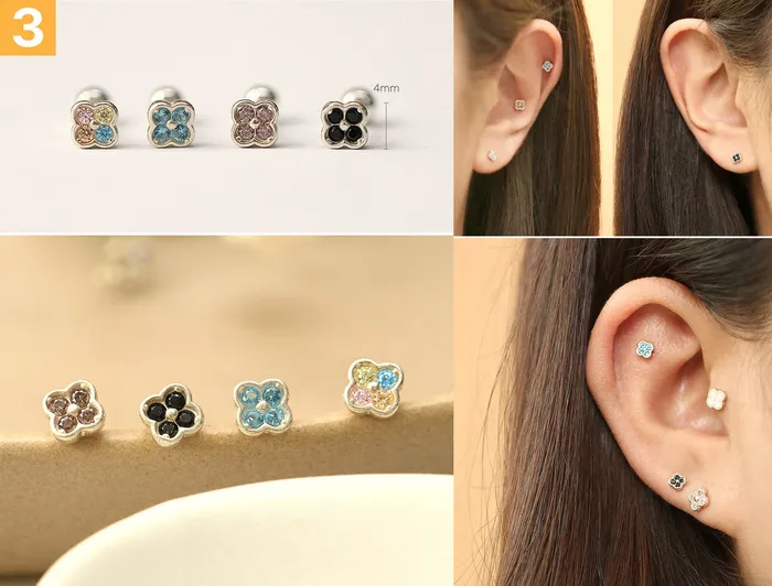 MinimalBijoux Earrings 925 Silver Flower cartilage earring 20g