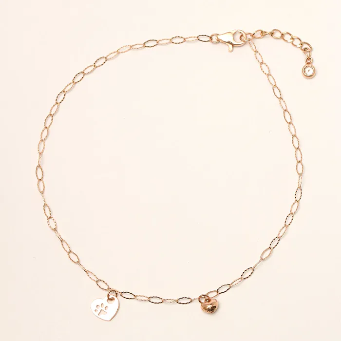 MinimalBijoux PreStyled Sets 14K 18K Gold Footprint Heart Chain Anklet