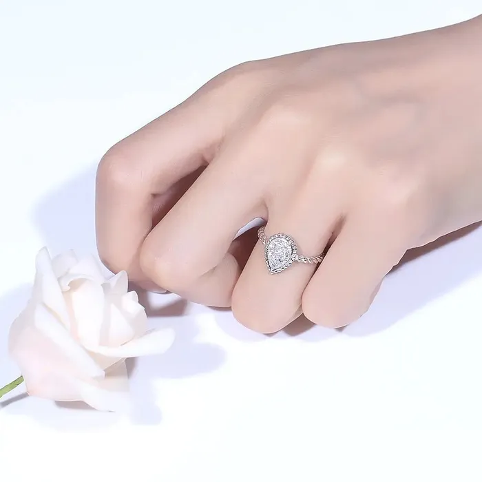 18k White Gold Vintage Moissanite Custom Rings 045ct Total Luxus Moissanite Rings Jewelry PreStyled Sets