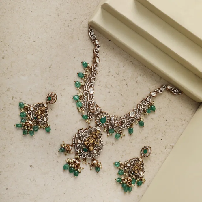Akhila Moissanite Silver Necklace Set SILVER Necklaces
