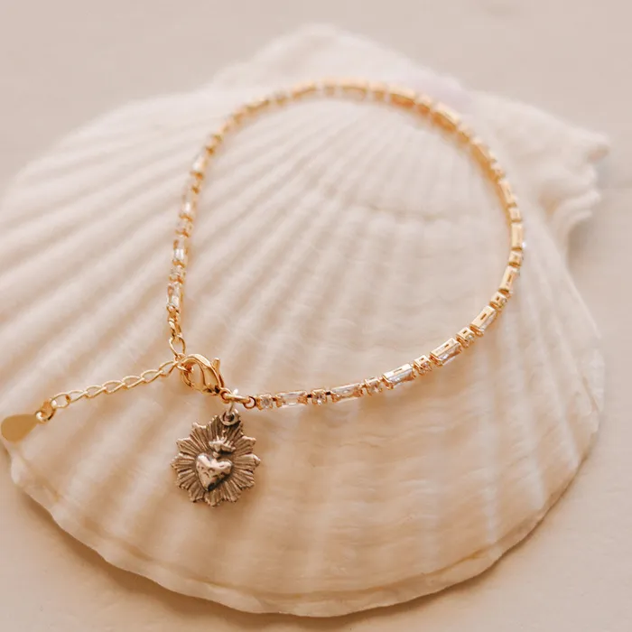 Bracelets The Little Catholic Sacred Heart Tennis Bracelet TwoTone