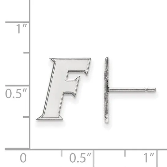 International Diamond Center Earrings 14k White Gold LogoArt University of Florida Letter F Small Post Earrings