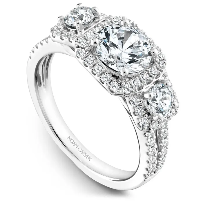 International Diamond Center Rings Noam Carver White Gold 3Stone Diamond Engagement Ring Setting 085 CTW