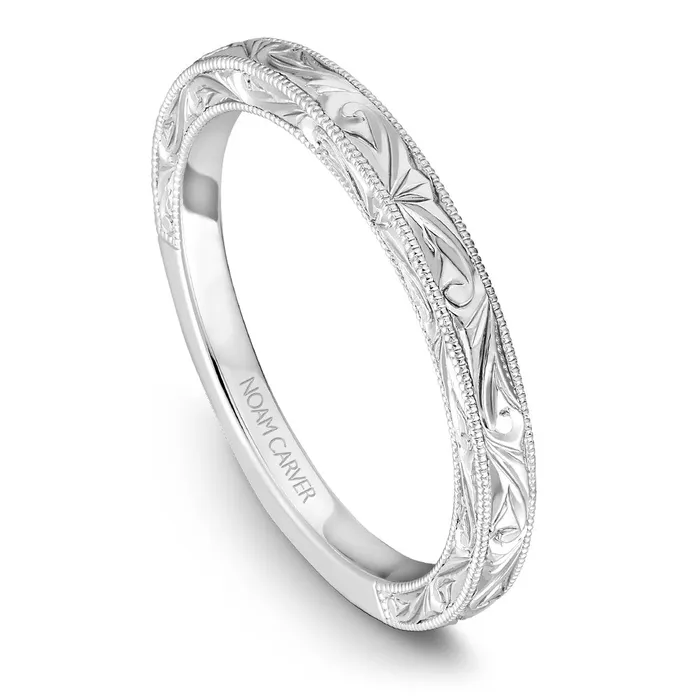 International Diamond Center Rings Noam Carver White Gold Carved Shank Engagement Ring Setting