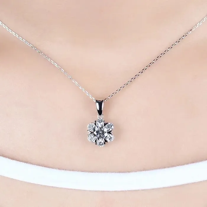 Necklaces 18k White Gold Halo Moissanite Necklace 16ctw Luxus Moissanite Rings Jewelry
