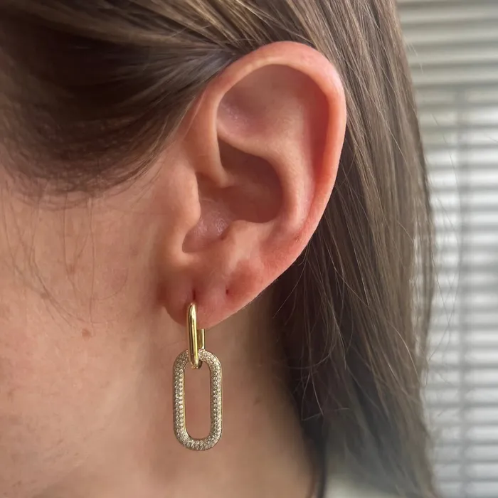 Paperclip Diamond Drop Earrings SG Fine Earrings