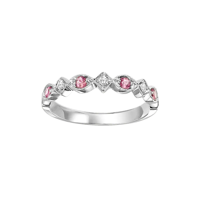Rings 10k White Gold Mix Prong Pink Tourmaline Band 120CT International Diamond Center