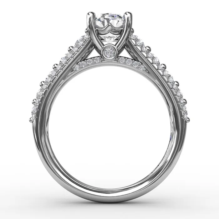 Rings International Diamond Center FANA Classic Oval Diamond Solitaire Engagement Ring Setting With TripleRow Diamond Band