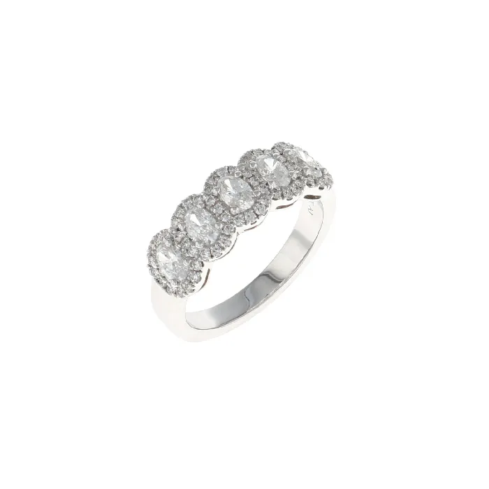 Rings Shop IDC estore Five Stone Oval Diamond Halo Pave Ring 103CTW