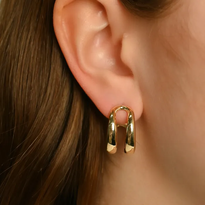 SG Fine PreStyled Sets Gold Double Domed Hoops
